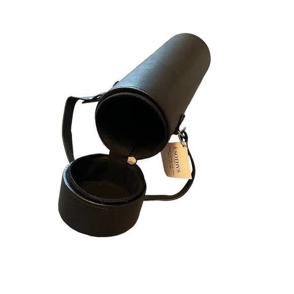 Sothy’s Paris Black Leather Cylindrical Container, Wine Holder, Scroll Case - Picture 3 of 7